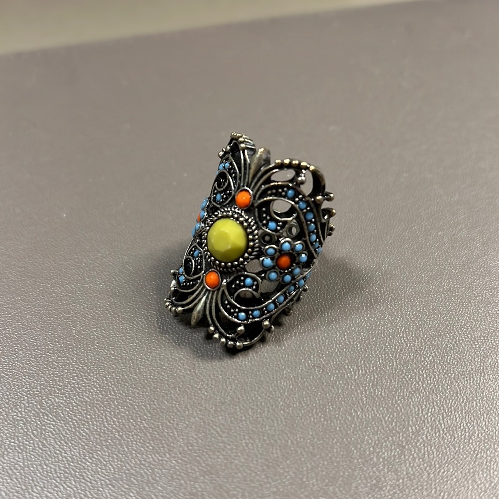 Large Beaded Statement Ring - image 1